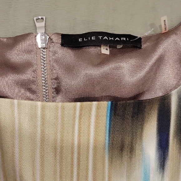 Elie Tahari Blue and Cream Backless Dress - Picture 5 of 9